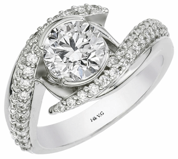 14K White Gold Diamond Bypass Engagement Ring - EN2511W/D