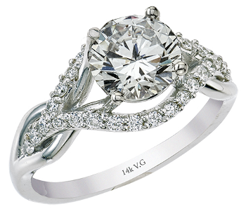 14K White Gold Engagement Ring - EN2521W/D