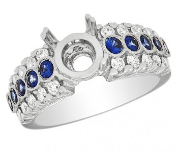 REKO | 14k White Gold Sapphire Diamond Semi-mount Solitaire Ring