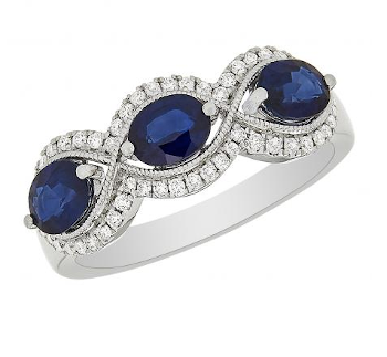 REKO | 14k White Gold Sapphire Diamond Fancy Ring