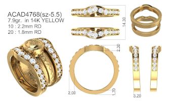 Custom Yelow Gold Diamond Ring CAD